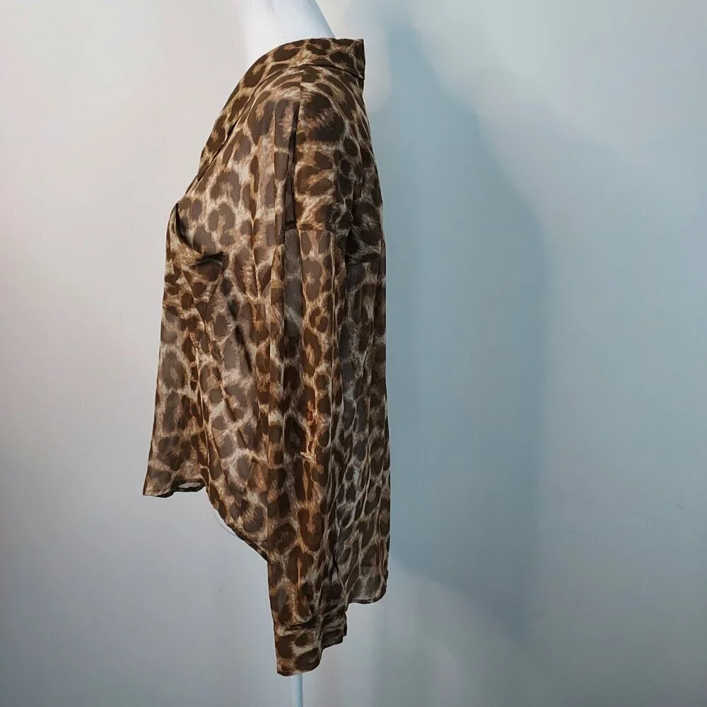 Free People Easy Rider Animal Print Sheer Top Size XS